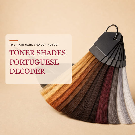Fan of salon hair swatches moving from golden honey and copper to wine, silver and platinum