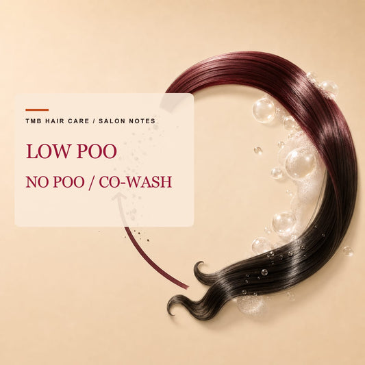 Curl-shaped hair ribbon, cleansing bubbles and an open loop illustrating a gentler wash cycle
