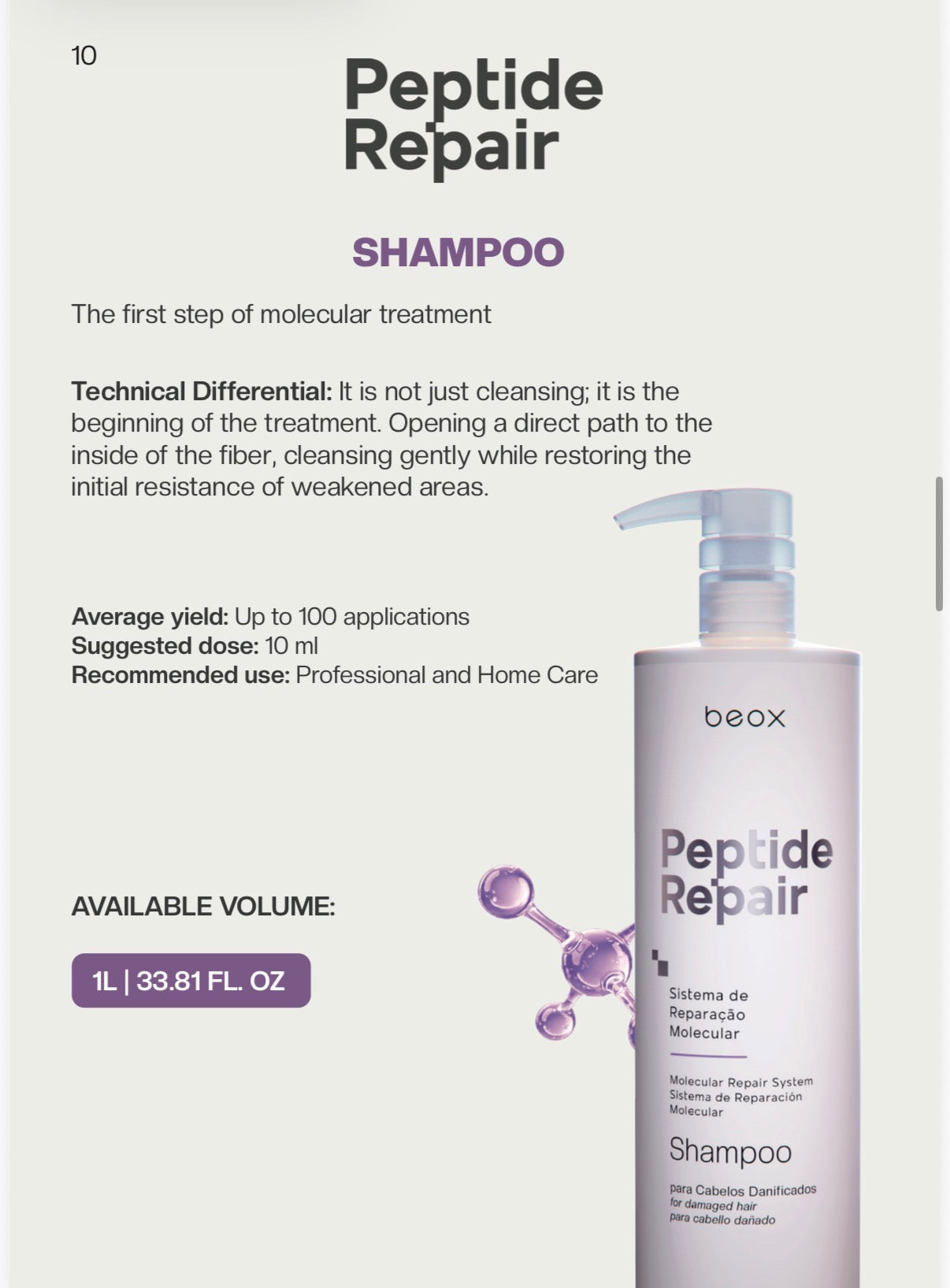 Beox Peptide Repair Molecular Hair Repair System for Damaged & Bleached Hair - image 2