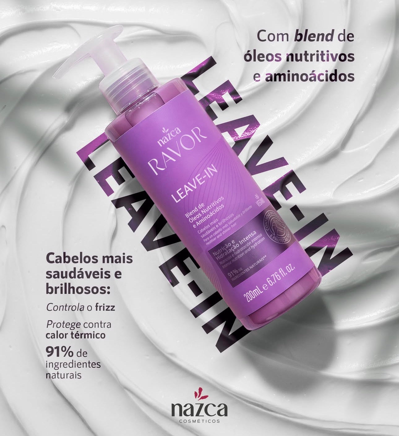 Nazca Ravor Leave-In Conditioner 200ml – Deep Hydration Hair Cream with Amino Acids & Nutritive Oils | Anti-Frizz, Shine & Damage Repair | 91% Natural Igredients  - image 2