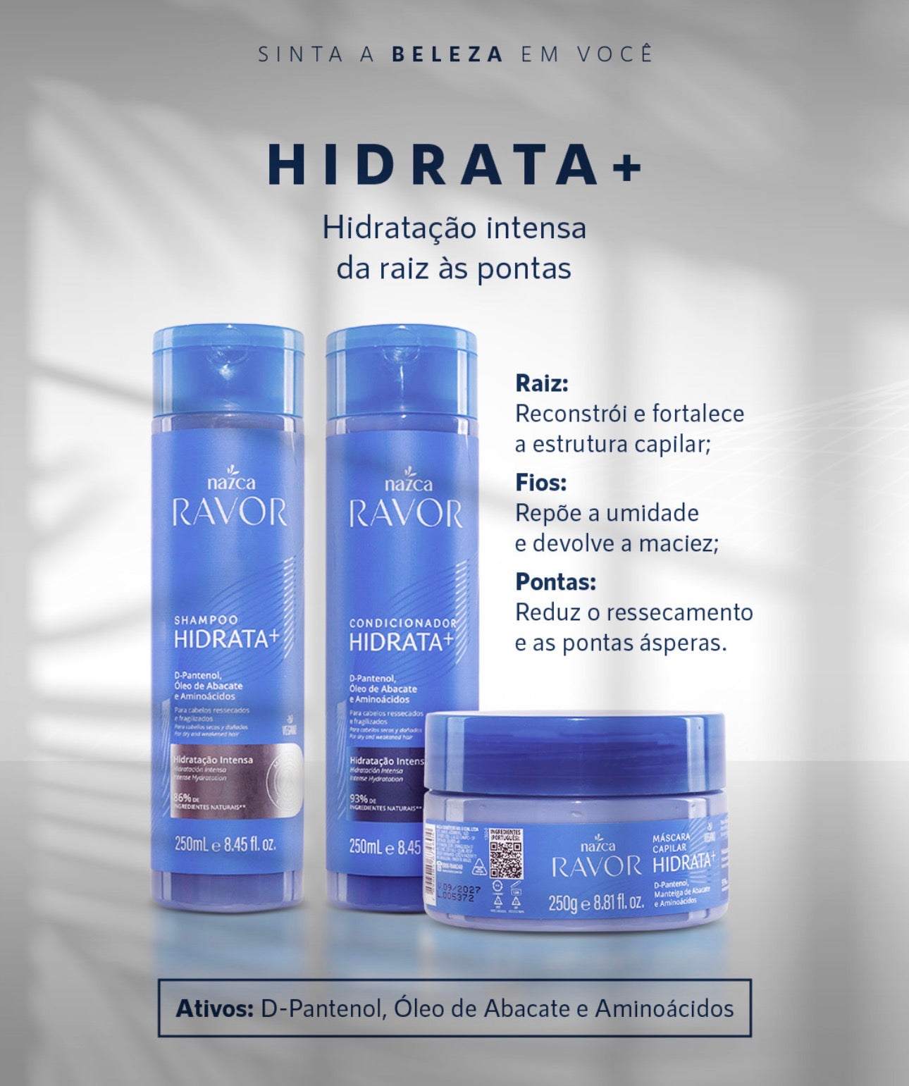 Nazca Ravor Hidrata+ Hair Hydration Kit – Moisturizing Shampoo, Conditioner and Deep Repair Hair Mask with D-Panthenol, Avocado Oil & Amino Acids for Dry, Damaged and Chemically Treated Hair - image 2