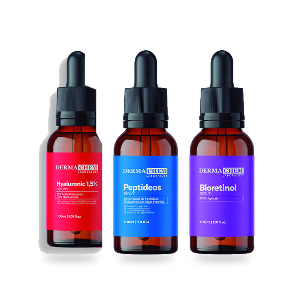 The Serum Trio | Brazilian Serum Set with Hyaluronic, Peptides and Bioretinol
