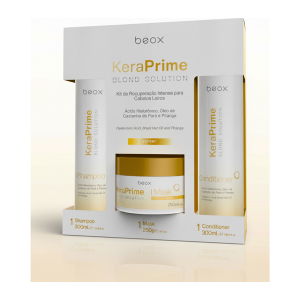 Beox KeraPrime Blond Solution - Intense Recovery Kit for Blonde Hair (Shampoo 300ml + Mask 250g + Conditioner 300ml)